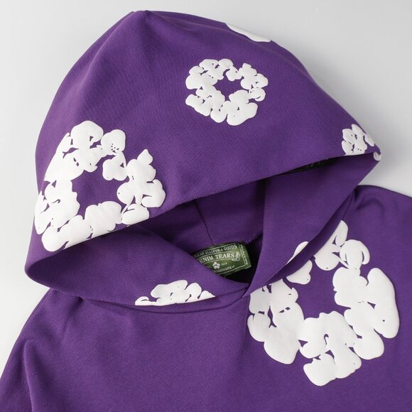 Denim Tears Kapok Purple Embossed Print Hooded Cotton Sweatshirt - Picture 3 of 8